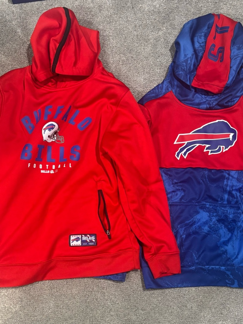 Buffalo Bills hooded sweatshirts.